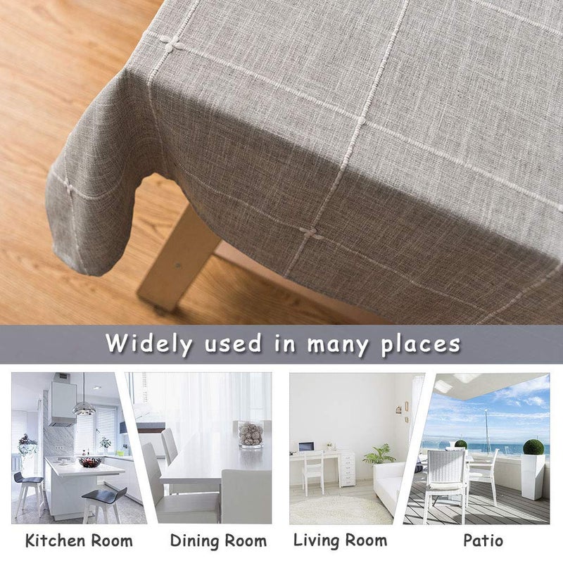ColorBird Solid Embroidery Lattice Tablecloth Cotton Linen Dust-Proof Checkered Table Cover for Kitchen Dinning Tabletop Decoration (Rectangle/Oblong, 52 x 102 Inch, Grey) - Image 5